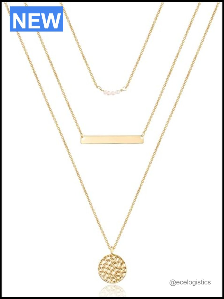 Handmade 3-Layer Choker Necklace Set Gold Layered Pendant